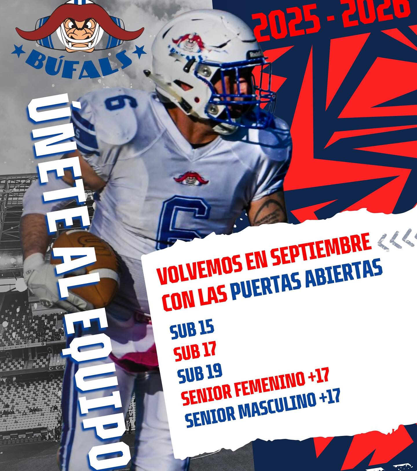 lega el momento de volver de las vacaciones y retomar la actividad. Que mejor probando algo nuevo. Quieres probar y jugar a Football Americano? No dudes en contactarnos y te informaremos de todo. +info: bcnbufals@gmail.com O con un mensaje en Instagram @barcelona_bufals.